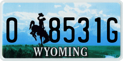 WY license plate 08531G