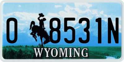 WY license plate 08531N