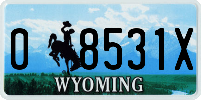 WY license plate 08531X