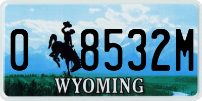 WY license plate 08532M