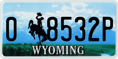 WY license plate 08532P