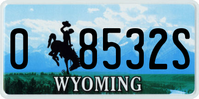 WY license plate 08532S