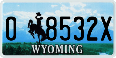 WY license plate 08532X