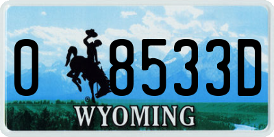 WY license plate 08533D