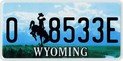 WY license plate 08533E