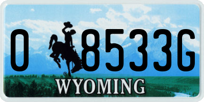 WY license plate 08533G
