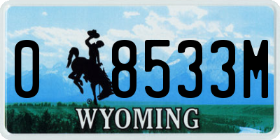 WY license plate 08533M