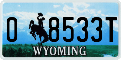 WY license plate 08533T