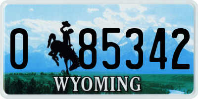 WY license plate 085342