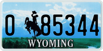 WY license plate 085344