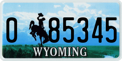WY license plate 085345