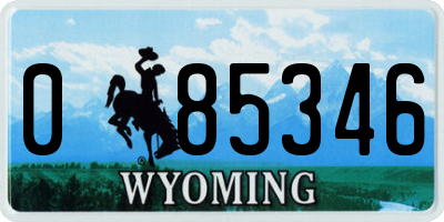 WY license plate 085346