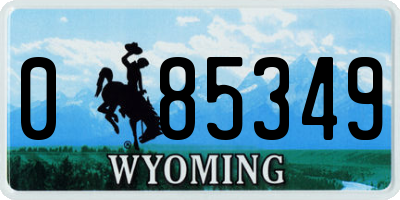 WY license plate 085349