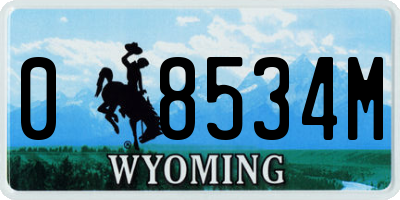 WY license plate 08534M