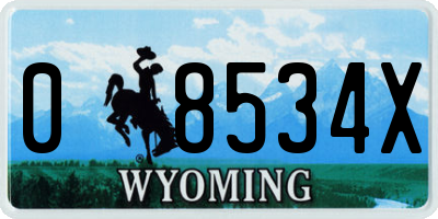 WY license plate 08534X