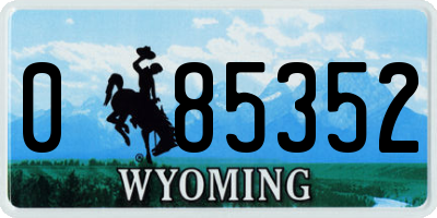 WY license plate 085352
