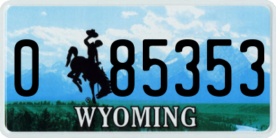WY license plate 085353