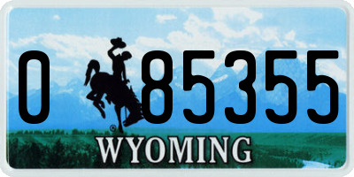 WY license plate 085355