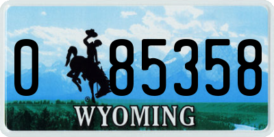 WY license plate 085358
