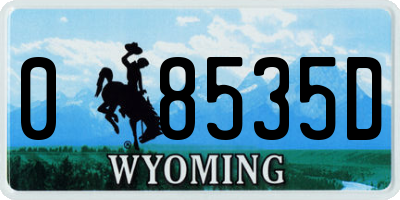 WY license plate 08535D