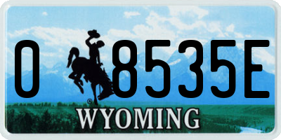 WY license plate 08535E