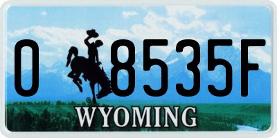 WY license plate 08535F