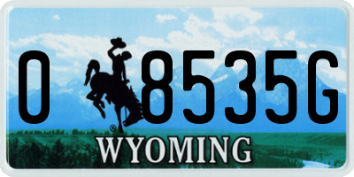 WY license plate 08535G