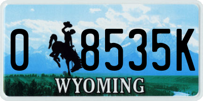 WY license plate 08535K