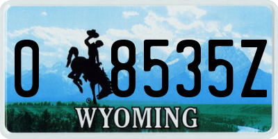 WY license plate 08535Z