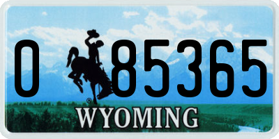 WY license plate 085365
