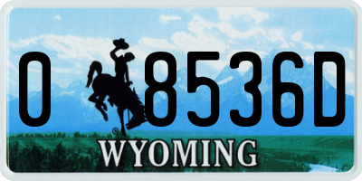 WY license plate 08536D