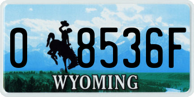 WY license plate 08536F