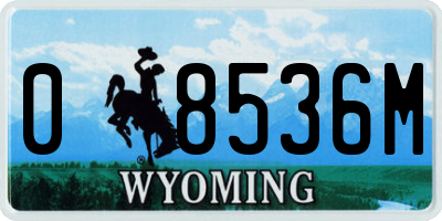 WY license plate 08536M