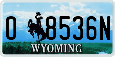 WY license plate 08536N
