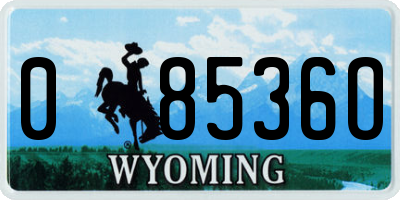 WY license plate 08536O