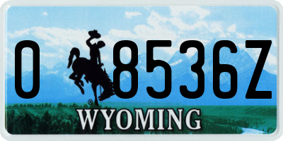 WY license plate 08536Z