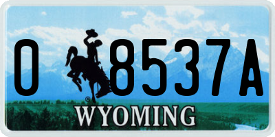 WY license plate 08537A
