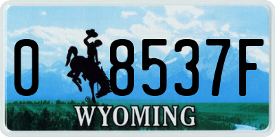 WY license plate 08537F