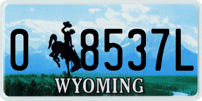 WY license plate 08537L