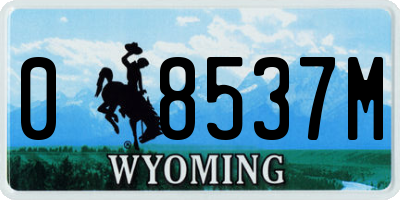 WY license plate 08537M