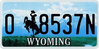 WY license plate 08537N