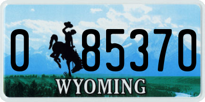 WY license plate 08537O