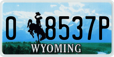 WY license plate 08537P