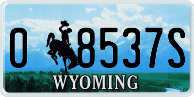 WY license plate 08537S
