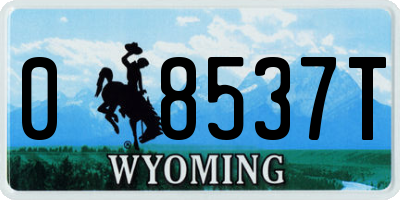 WY license plate 08537T