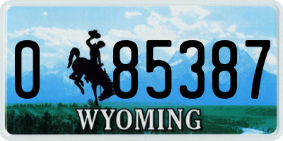 WY license plate 085387