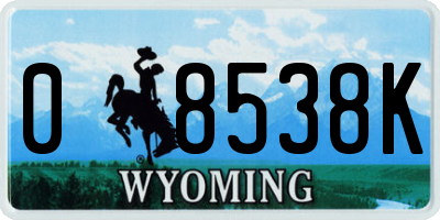 WY license plate 08538K