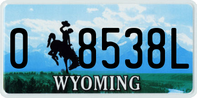 WY license plate 08538L