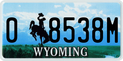 WY license plate 08538M