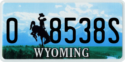 WY license plate 08538S